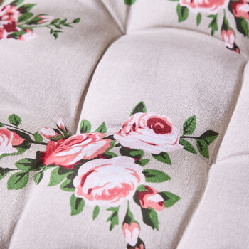 Set Of Two Tie On Country Rose Seat Pads, 6 of 6