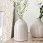 Set Of Three Small Grooved Bud Vases, H10cm/12.5cm, thumbnail 3 of 5