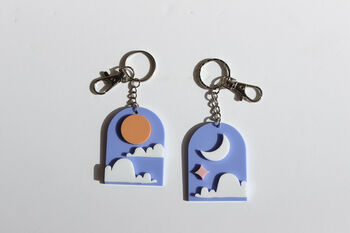 Arch Keyring With Moon And Star Or Sun And Cloud Design, 5 of 5