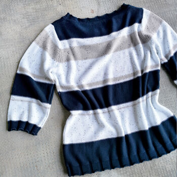 Adelaide Striped Cotton Jumper With Mini Sequins, 4 of 8