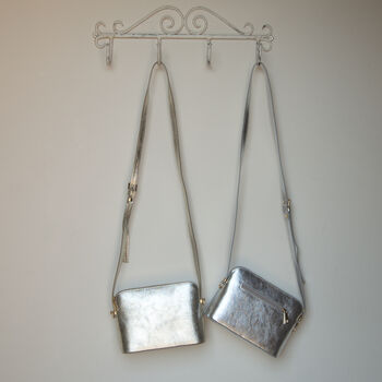 Structured Leather Crossbody Gold Or Silver Handbag, 2 of 12