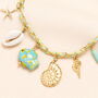 Stainless Steel Green And Blue Sea Charm Necklace In Gold Plating, thumbnail 2 of 2