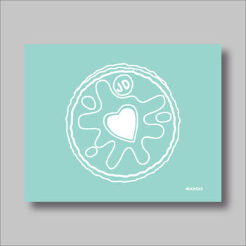 Custard Cream, Jammie Dodger, Bourbon And Digestive Biscuits Set Of Four Blue Prints, 3 of 10
