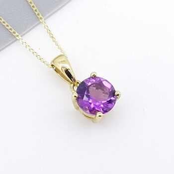 Personalised Solid 9ct Gold February Amethyst Birthstone Necklace, 3 of 11