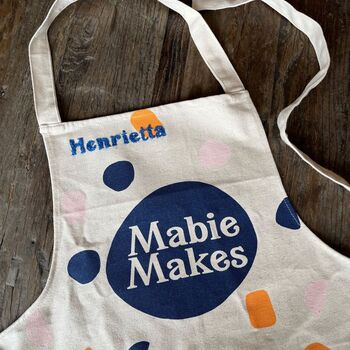Kids Apron With Pockets And Hand Embroidered Name, 2 of 8