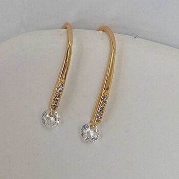 Pave Diamond Hook And Drop Earrings, 4 of 6