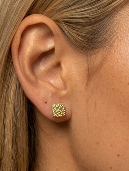 Gold Or Silver Small Textured Square Stud Earrings, 4 of 6