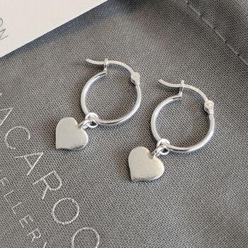 Heart Charm Hoop Earrings, 3 of 12