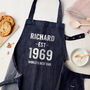 Personalised Blue Denim Established Year Apron, thumbnail 1 of 3