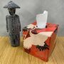 Wooden Tissue Box Cover Red Crane, thumbnail 1 of 3