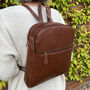 Dark Tan Genuine Leather Backpack, thumbnail 1 of 4