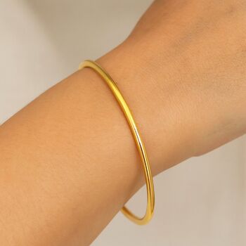 Classic Gold Plated Tarnish Resistant Bangle, 3 of 5