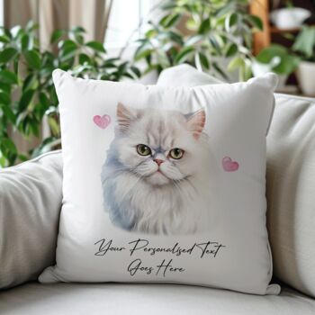 Personalised Persian Cat Love Hearts Cushion Cover, 2 of 2