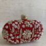 Red Raw Silk Oval Pearl Clutch Bag, thumbnail 1 of 10