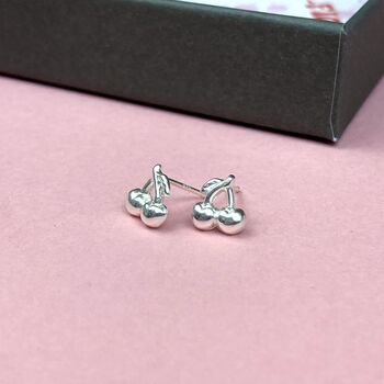 ‘You’re Cherryffic!’ Silver Cherry Earring Studs, 2 of 2