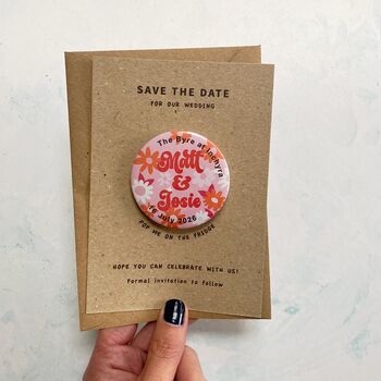 Fun Colourful Floral Save The Date Wedding Magnet, 2 of 3