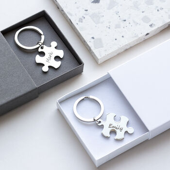 His And Hers Jigsaw Keyring With Photo Plate, 2 of 2