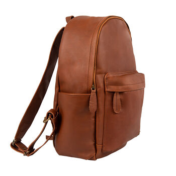 Personalised Brown Leather Backpack With Side Pockets, 7 of 12