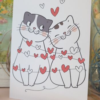 Cat Love Hearts Valentine's Day Card, 4 of 7