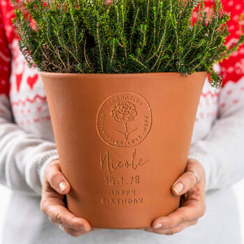 Engraved Birth Flower Plant Pot Birthday Gift For Her, 2 of 11