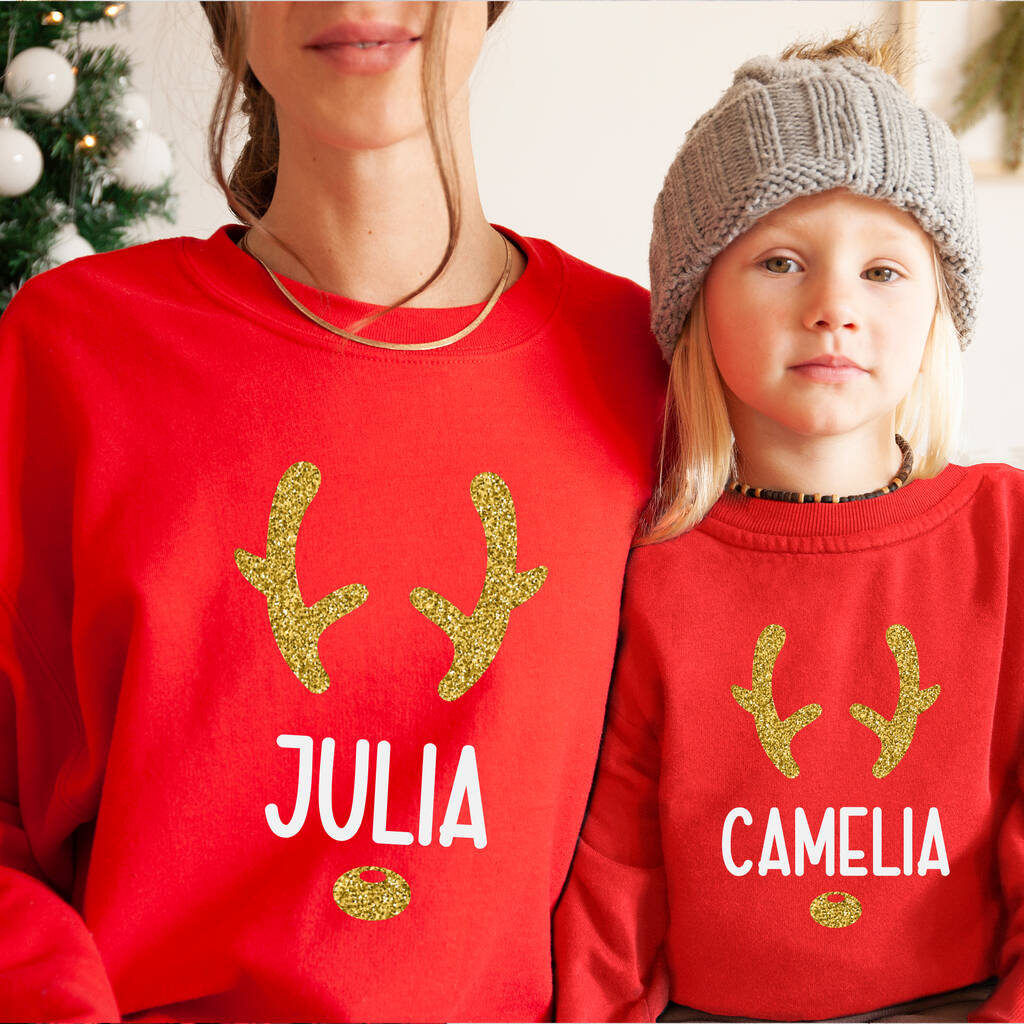 Christmas Reindeer Jumper With Gold Glitter Details By Looppa ...