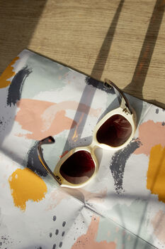 Cream Circle Arm Detail Oversize Sunglasses, 3 of 7