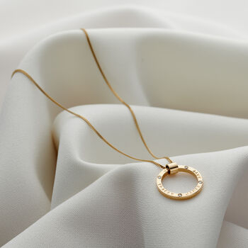 Personalised Gold And Diamonds Circle Necklace, 2 of 4