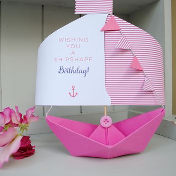 Happy Birthday Paper Boat Card Gift Keepsake, 9 of 12