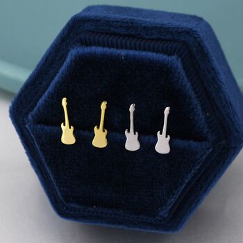 Sterling Silver Tiny Electric Guitar Stud Earrings, 6 of 12