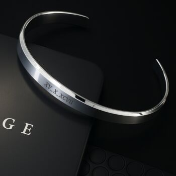 Men's Personalised Minimalist Polished Titanium Cuff Bangle, 2 of 10