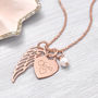 Personalised Gold Plated Heart And Angel Wing Necklace, thumbnail 2 of 7