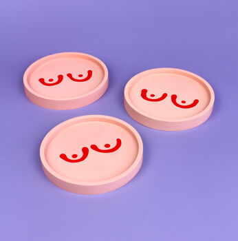 Pink Jesmonite Boobies Coaster, 3 of 4