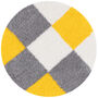 The Rugs Geometric Shaggy Rug Yellow Checkered Rug, thumbnail 9 of 12