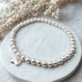 Sterling Silver 'Bride To Be' Beaded Stretch Bracelet, thumbnail 1 of 7