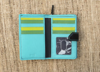 Turquoise Multi Colour Leather Purse Wallet Rfid, 7 of 11
