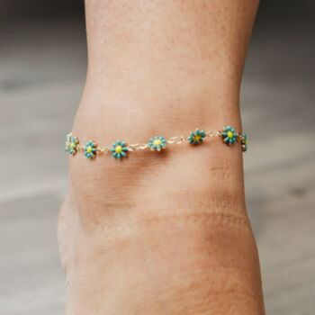 Yellow Sun Flower Summer Floral Charm Anklet, 2 of 9