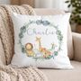 Kids Personalised Safari Animals Name Printed Cushion, thumbnail 1 of 2