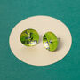 Colourful Green Graphic Silver Earing Studs, thumbnail 7 of 12