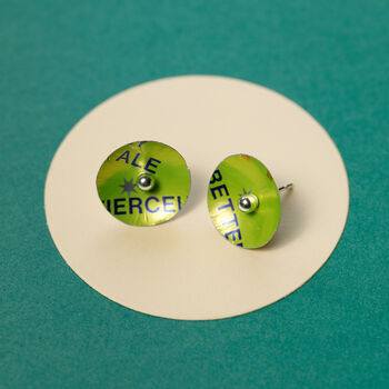 Colourful Green Graphic Silver Earing Studs, 7 of 12