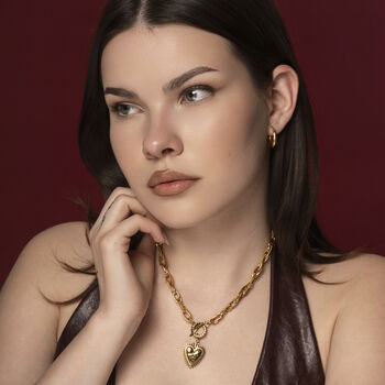 18 Kt Gold Sacred Heart Toggle Necklace, 2 of 7