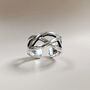Stackable Adjustable Silver Plated Boho Braid Ring, thumbnail 1 of 3