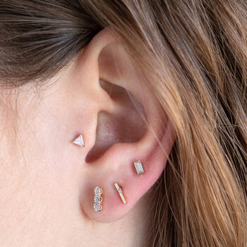 14 Carat Gold Facet Tragus, Solid Gold Labret Earring, 6 of 7
