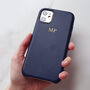 Navy Pu Leather Embossed Phone Case, thumbnail 4 of 10