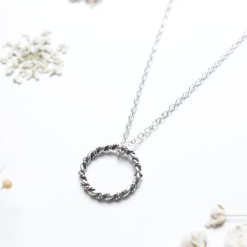Halo Twisted Rope Sterling Silver Necklace, 4 of 6