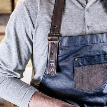 Personalised My Initials Waxed Denim Apron, 2 of 5