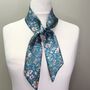 Handmade 100% Mulberry Liberty Silk Skinny Scarf Teal Rachel, thumbnail 4 of 4