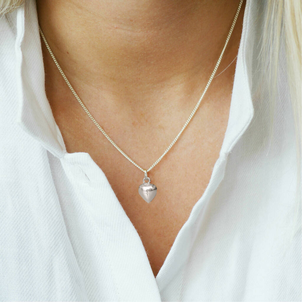 Solid Sterling Silver Heart Charm Necklace By AMULETTE