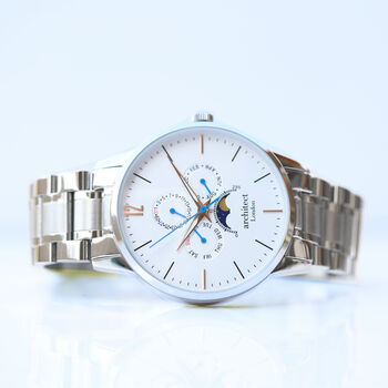 Men's Personalised Watch In White Architect Apollo, 3 of 7
