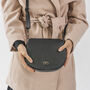 Black Leather Saddlebag Handbag, thumbnail 2 of 11