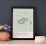 Framed And Personalised Guernsey Map Print, thumbnail 1 of 6